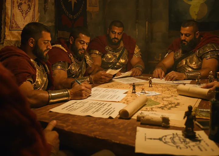 Algerian moneyball scouts discussing gladiators